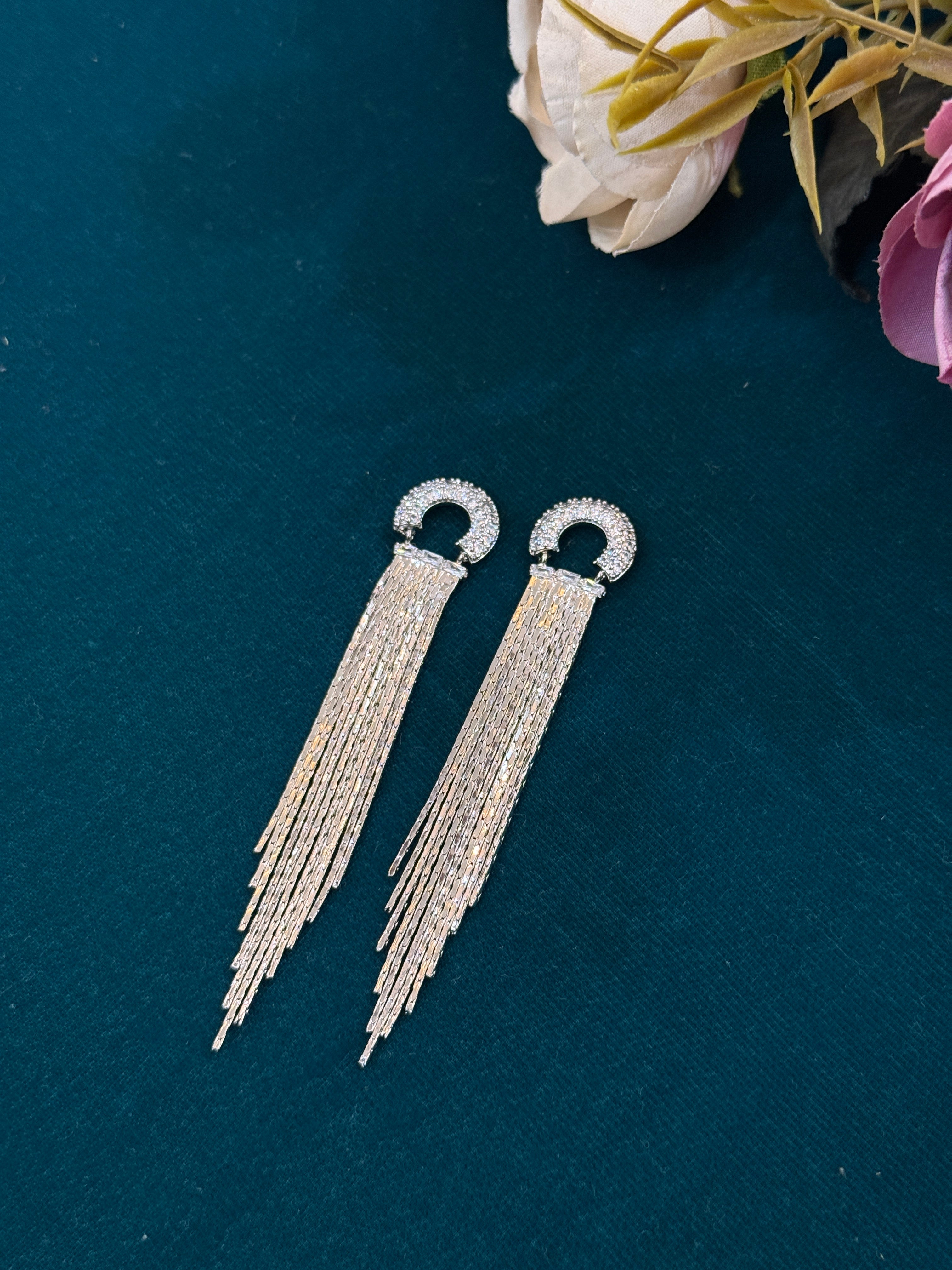 Dazzling Crystal Tassel Drop Earrings